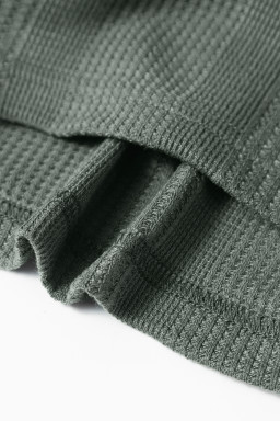 Duffel Green Solid Color Ribbed Ruffle Tank Top and Pants Set