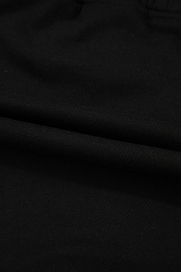 Black French Terry Drawstring Elastic Waistband Mini Skort with Pockets