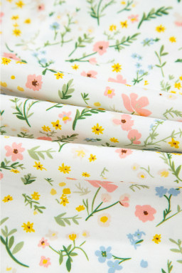 White Floral Print Contrast Pipping Short Pajamas Set