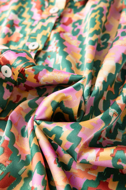 Dark Green Abstract Print Half Sleeve Button up Loose Shirt