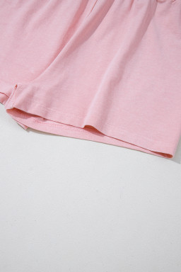 Light Pink 2 Pieces Mineral Wash Cotton Tank Top Lined Split Skort Set