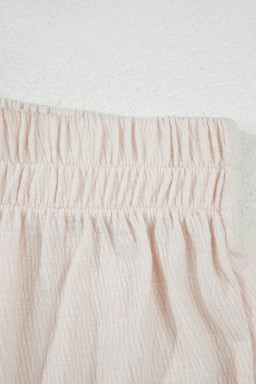 Apricot Buttoned V Neck Tank Top and Wide Leg Pants Casual Outfit