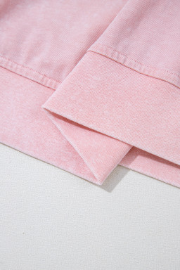 Light Pink 2 Pieces Mineral Wash Cotton Tank Top Lined Split Skort Set