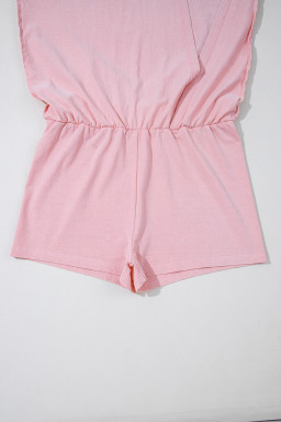 Light Pink 2 Pieces Mineral Wash Cotton Tank Top Lined Split Skort Set