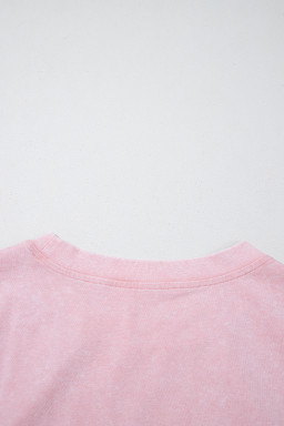 Light Pink 2 Pieces Mineral Wash Cotton Tank Top Lined Split Skort Set