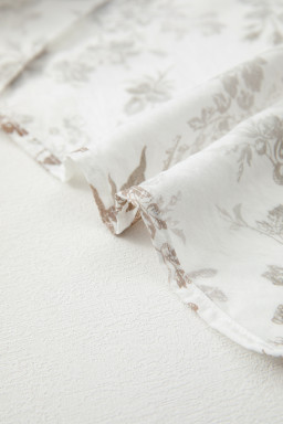 Khaki Floral Puff Sleeve V Neck Buttoned Front Maxi Dress