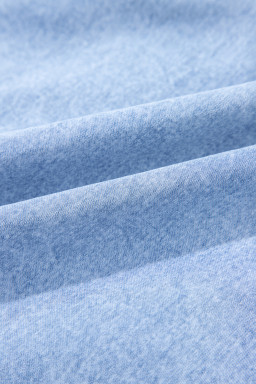 Beau Blue Bow Detail Spaghetti Straps Ruffle Hem Denim Short Dress