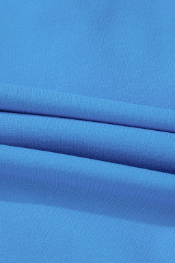 Blue Crossed Spaghetti Straps Drawstring Waist Sporty Romper