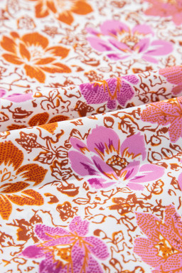 Pink Floral Square Neck Knotted Ruffle Midi Dress