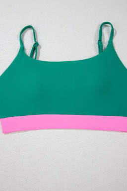 Sea Green Contrast Trim Colorblock Patchwork High Waisted Bikini