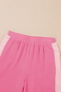 Sachet Pink 2-tone Colorblock Patchwork Corded 2pcs Outfit