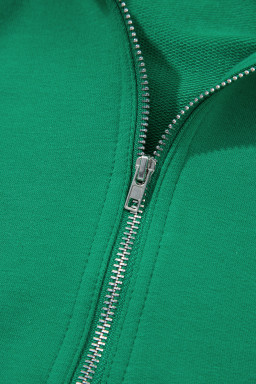 Sea Green Half Zip Puff Sleeve Top and Ruffled Shorts Set