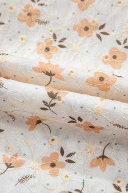 White Floral Eyelet Embroidered Puff Sleeve Notch V Neck Blouse