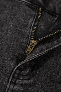 Carbon Grey Raw Hem High Waist Denim Shorts