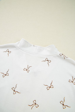 Beige Bow Print Half Zip Tank and Shorts 2pcs Set