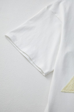 White Star Layered Patched Graphic Drop Shoulder Half Sleeve Loose Tee