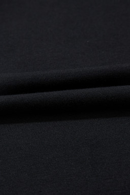 Black Color Contrast Collared V Neck Puff Sleeve Blouse