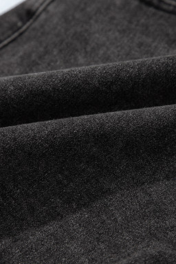 Carbon Grey Raw Hem High Waist Denim Shorts