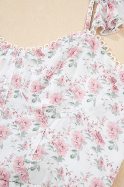 Pink Floral Flutter Peplum Tank Top