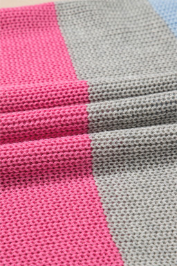 Light Blue Color Block Notch V Neck Sweater T Shirt