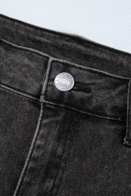 Carbon Grey Raw Hem High Waist Denim Shorts