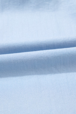 Beau Blue Floral Embroidered Puff Sleeve Split Neck Blouse