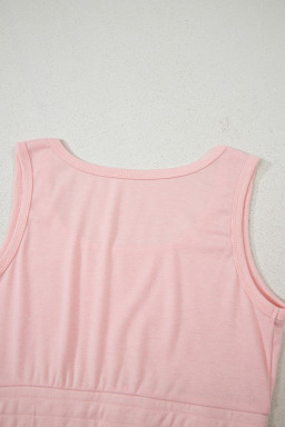 Light Pink 3 Pcs Crop Tank Top Shorts with Cardigan Lounge Set