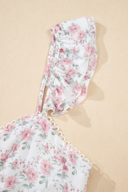 Pink Floral Flutter Peplum Tank Top