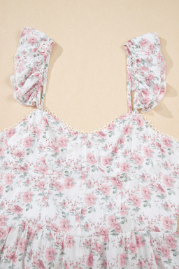 Pink Floral Flutter Peplum Tank Top