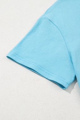 Light Blue MAMA Letter Graphic Neon T Shirt