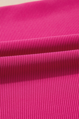 Strawberry Pink Striped Detail Flutter Sleeve Zipped Collar Short Set