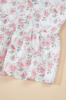 Pink Floral Flutter Peplum Tank Top