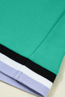 Mint Green Color Contrast Trim V Neck Shift Sleeveless Mini Dress