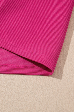 Strawberry Pink Striped Detail Flutter Sleeve Zipped Collar Short Set