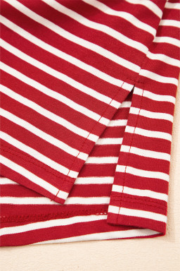 Red Stripe Chest Pocket Patch Round Neck Tank Top