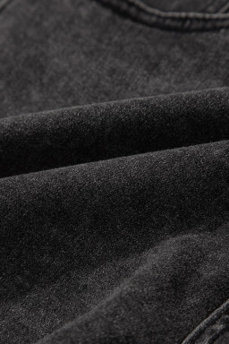 Carbon Grey Raw Hem High Waist Denim Shorts