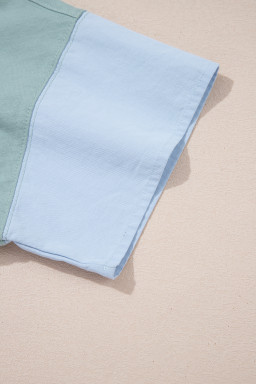 Smoke Green Frayed Denim Star Patched Oversize T Shirt