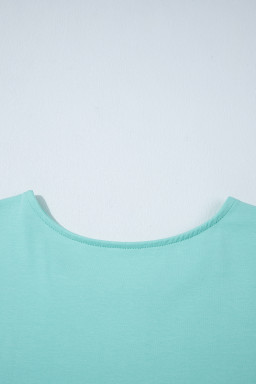 Mint Green Frilled Trim Crew Neck Loose Fit Mini Dress