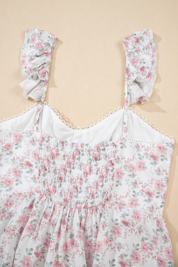 Pink Floral Flutter Peplum Tank Top