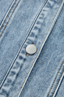 Myosotis Scallop Trim Collar Patched Pocket Button Up Mineral Washed Denim Jacket
