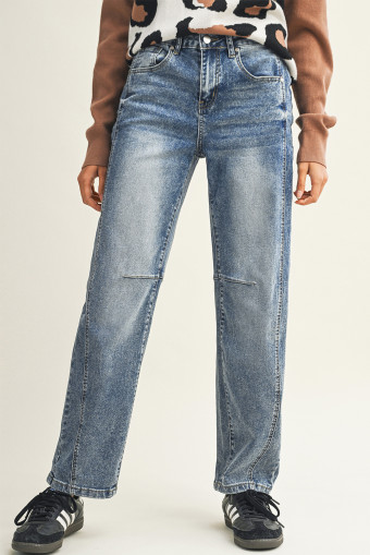Dusk Blue Vintage Washed Seam Detail Shift Jeans