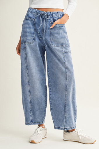 Myosotis Large Patch Pocket Drawstring Paperbag Waist Barrel Jeans