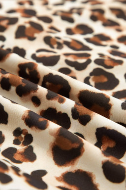 Brown Leopard Print Striped Patchwork 3/4 Sleeve Loose Mini Dress