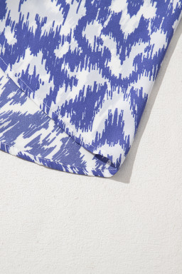 Sky Blue Geometric Print V Neck Casual Long Dress