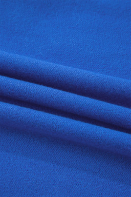 Dark Blue Solid Color Oversized Mock Neck Sweatshirt