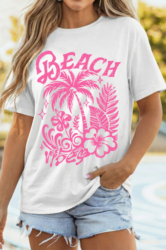 White Beach Vibes Vacation Graphic T Shirt