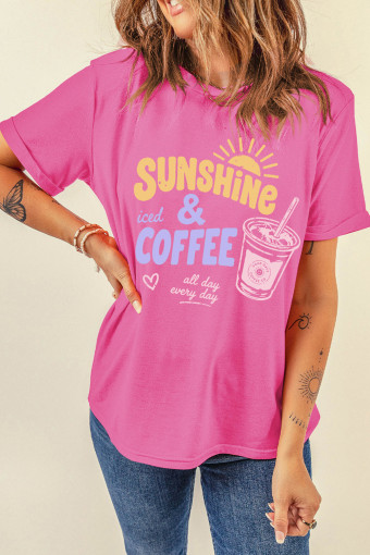 Sachet Pink Sunshine Iced Coffee Slogan Beach Vacation Graphic Tee