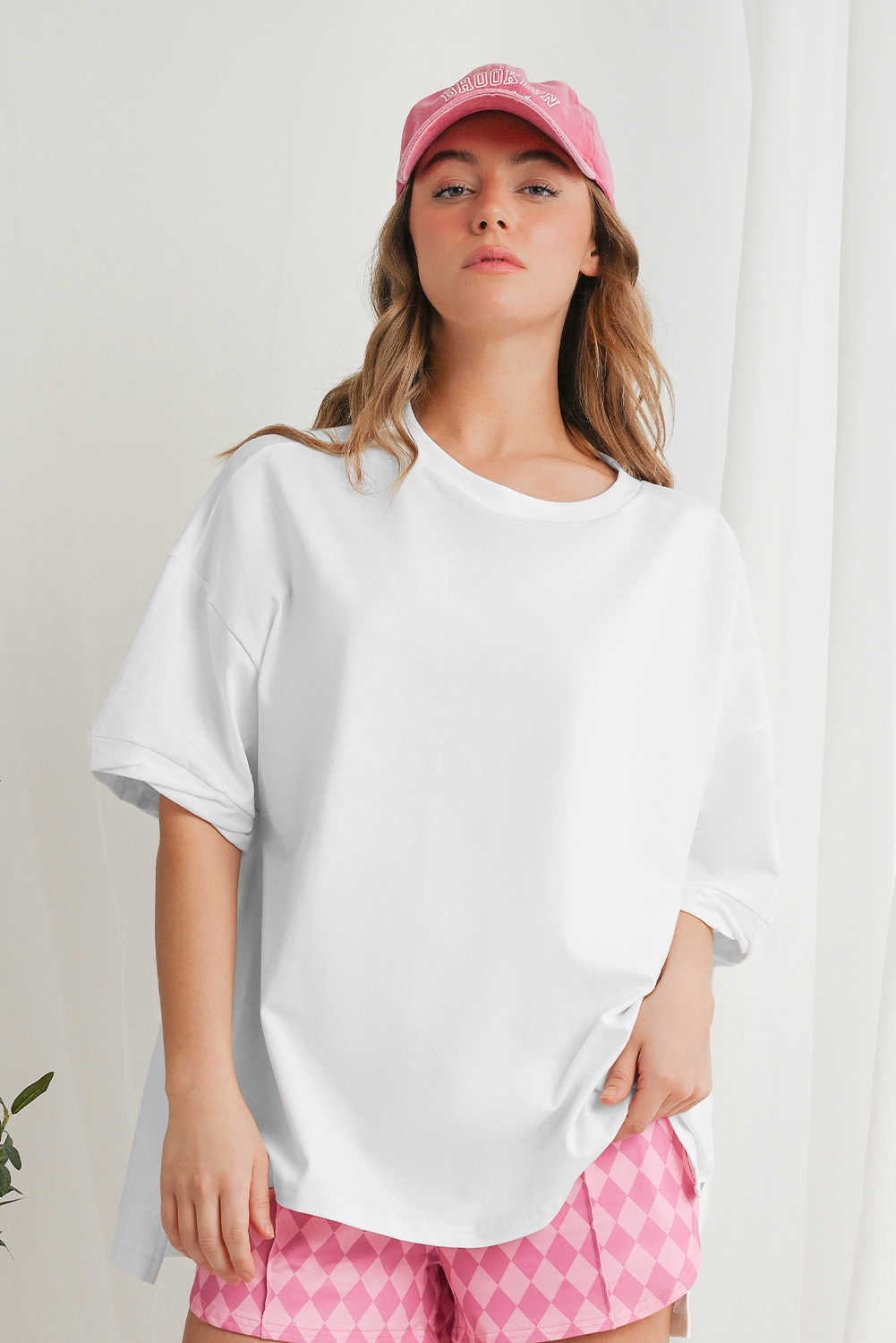 White Loose Half Sleeve Hi Low Hem T Shirt