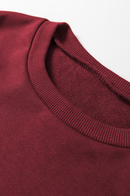 Burgundy Varsity Striped 3/4 Sleeve Pullover Drawstring Sweatpants Set