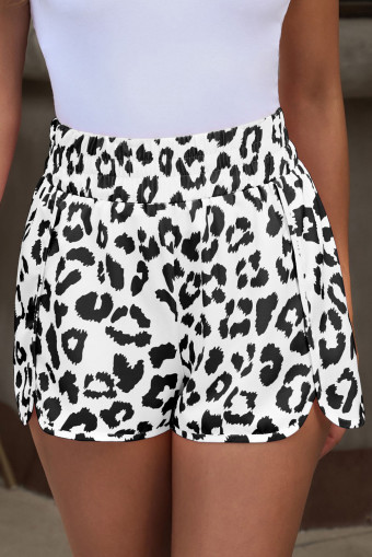White Leopard High Waisted Athletic Shorts